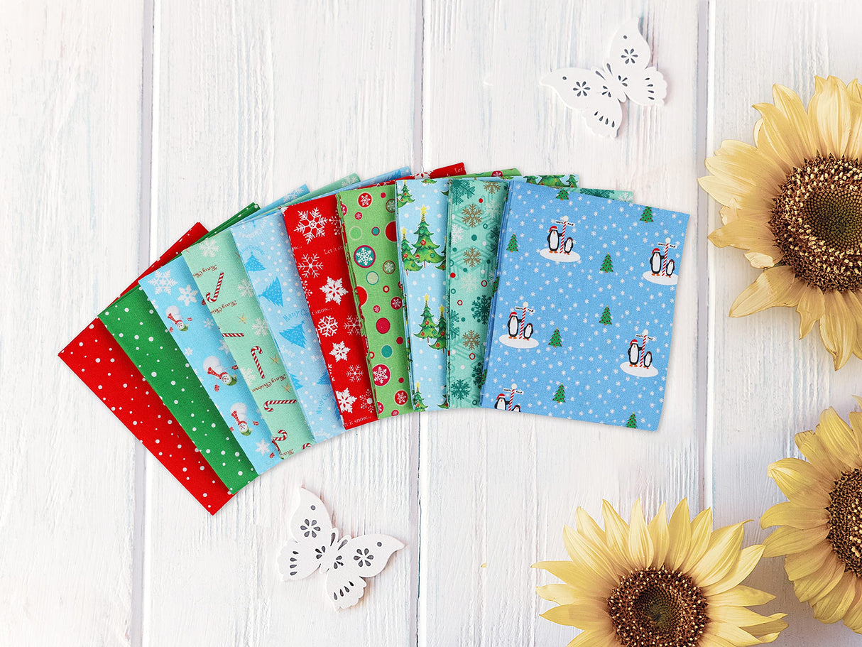 Craftido -25 Options- 100% Cotton Quilting Fabric Bundles 10pcs Fat Quarters 18”x21”-Medium Weight 5.2 oz- Soft Cotton for Quilting, Sewing Project, Patchwork, DIY Crafts - Christmas