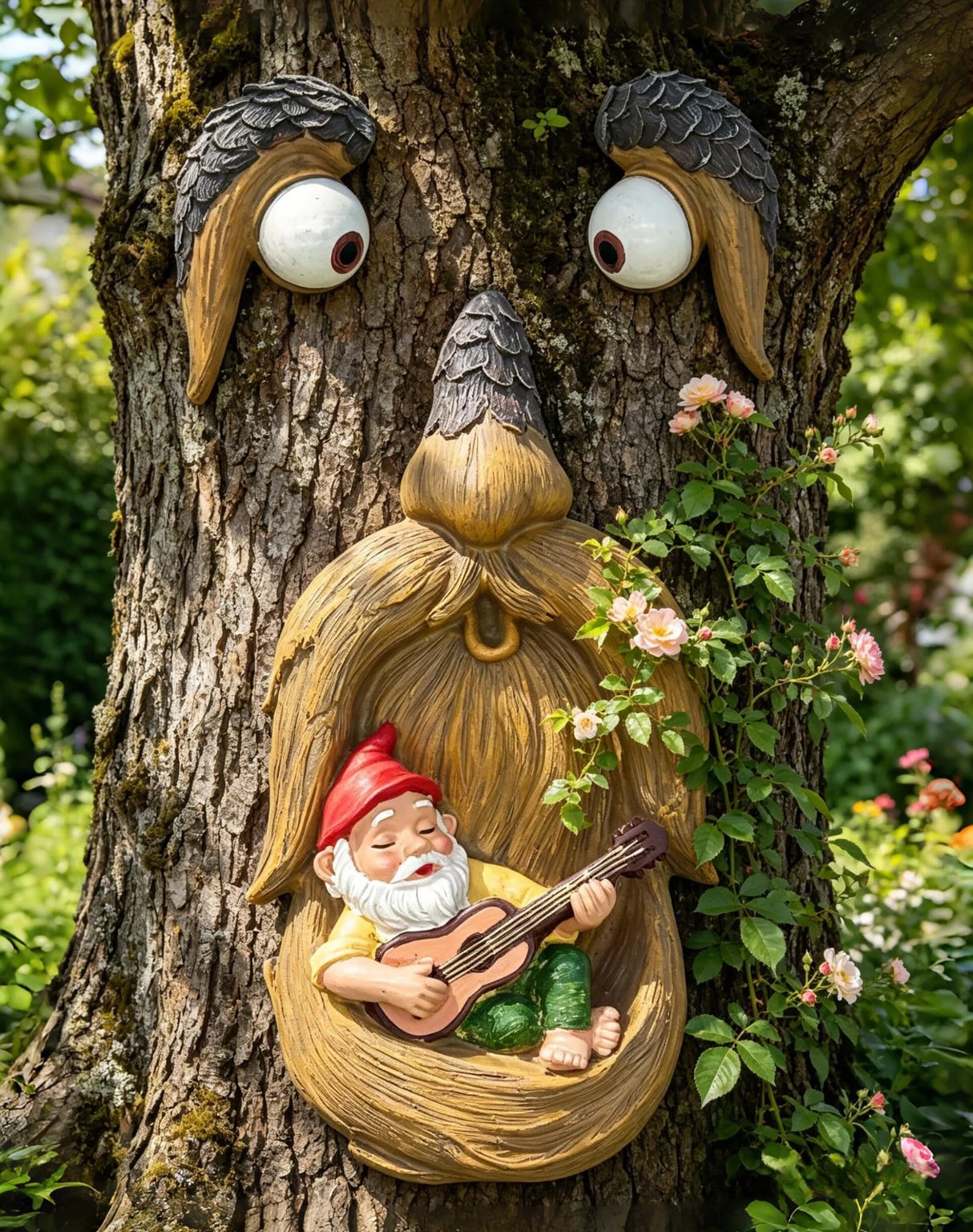 tree faces decor outdoor,tree faces,tree decorations outdoor,with gnomes