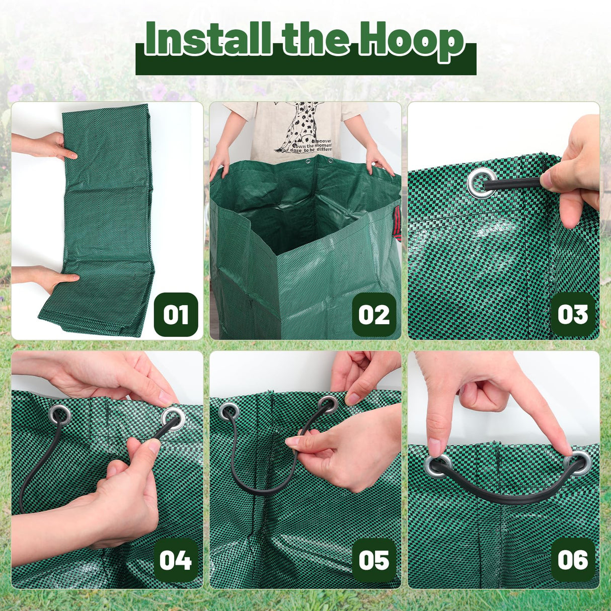 Dntorx 72 Gallons Leaf Bags Lawn Bags, 3 Packs Reusable Yard Waste Bags With Reinforced Handles, Collapsible Garden bag For Leaves,Grass,Storm Debris,Construction Waste, Standable&Foldable