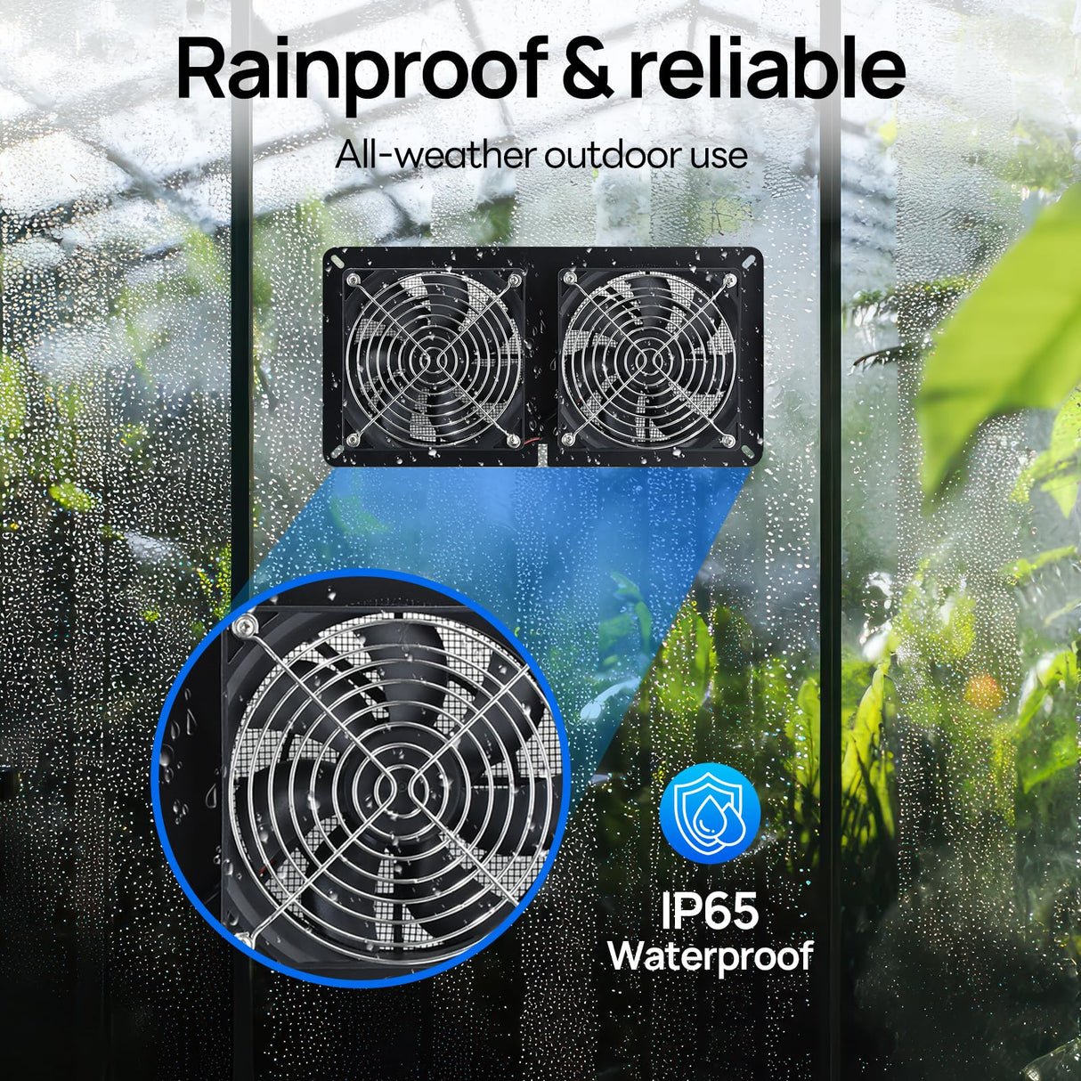 DC HOUSE 20W Solar Fan Powered Exhaust Fan for Chicken Coops, Greenhouses, Sheds, Pet Houses, and Windows - Waterproof and Plug Play Easy Connector Max Applicable Space 880ft3 (25 m3)