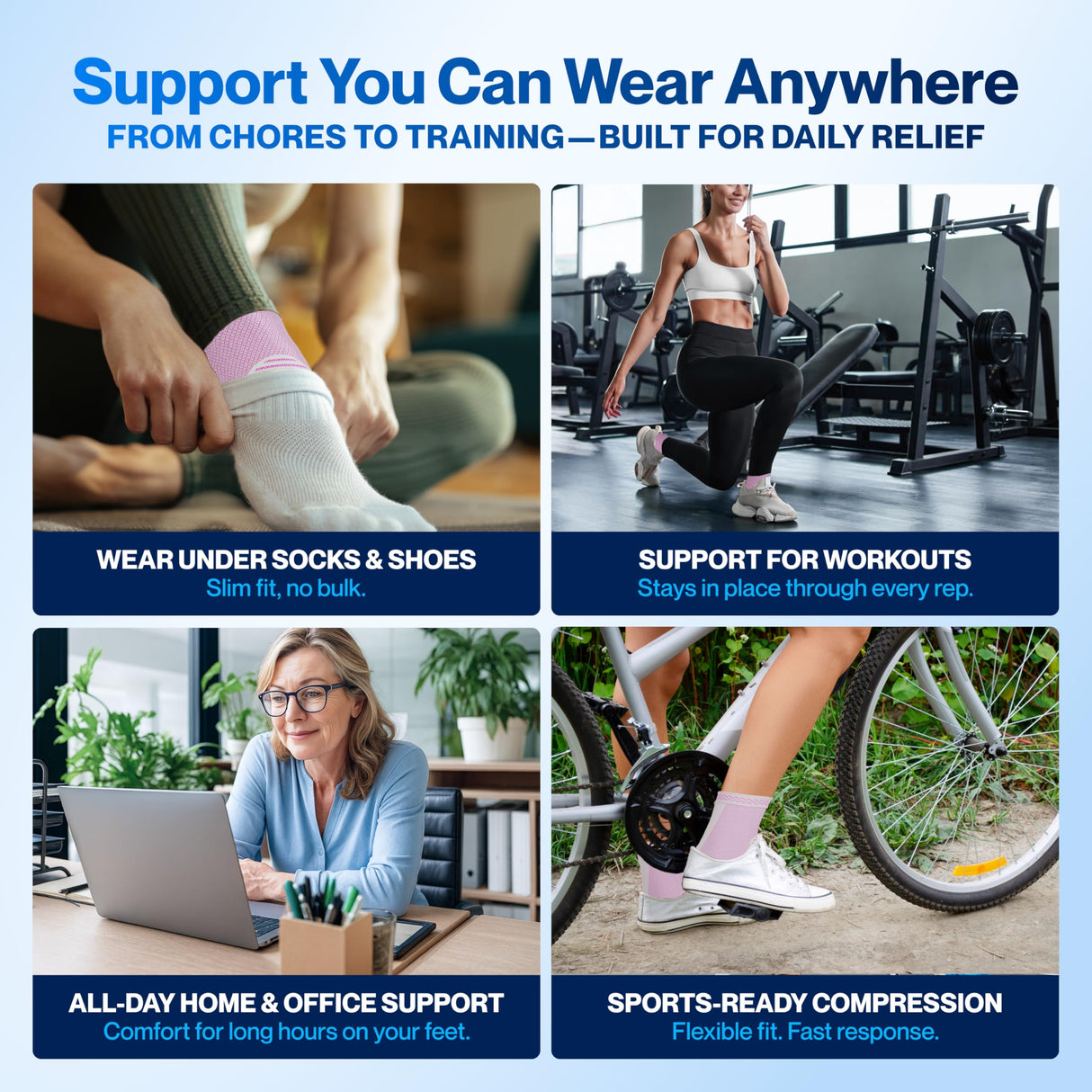 Modvel Foot & Ankle Brace Socks for Sprained Ankle Compression Sleeve - Plantar Fasciitis Relief Brace, Foot Support for Women & Men - Tendonitis & Arthritis Foot Sleeve, Stabilizing Ankle Wrap