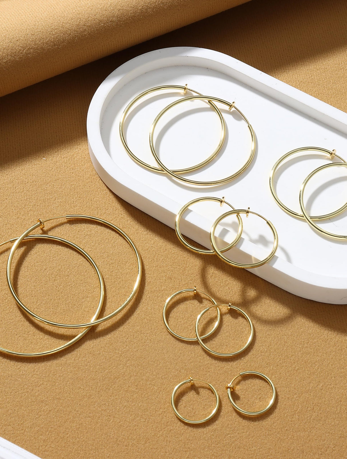 6 Pairs Clip On Hoop Earrings for Women Fake Spring Hoop Earrings, Gold