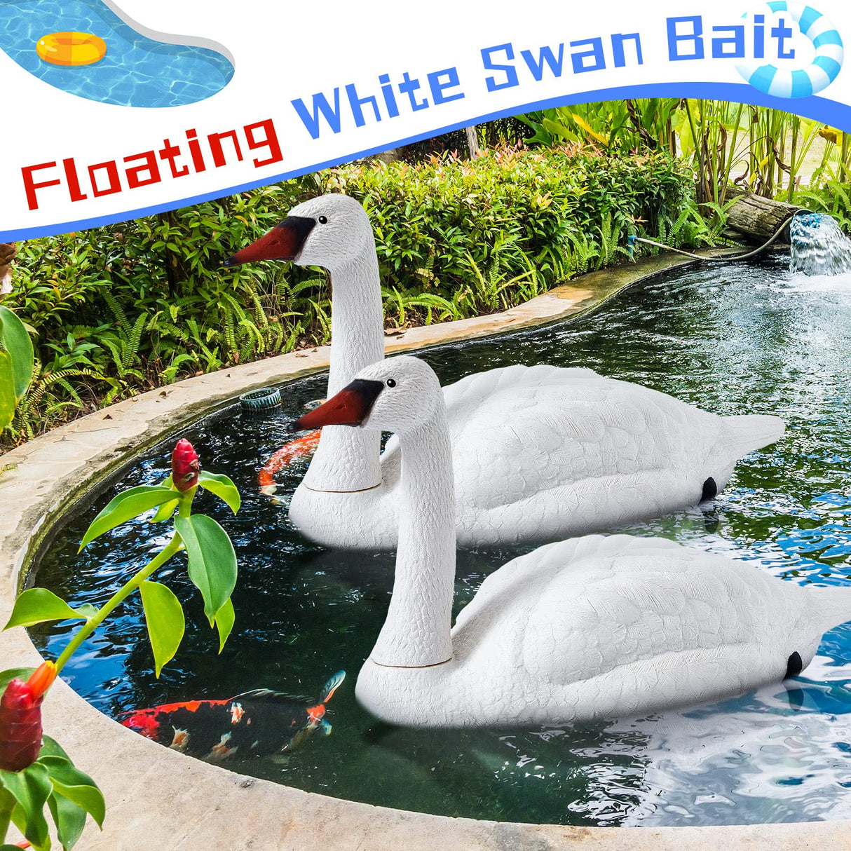Geetery 2 Pcs Swan Decoy Pond Floating Decoration, Bird Deterrent for Geese