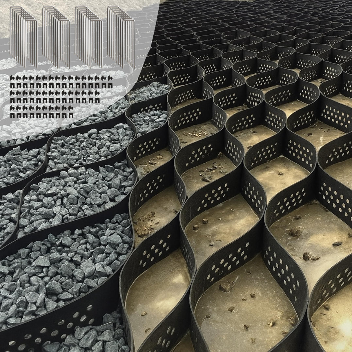 40FT Gravel Grid for Driveway โHDPE Geocell Ground Stabilizer