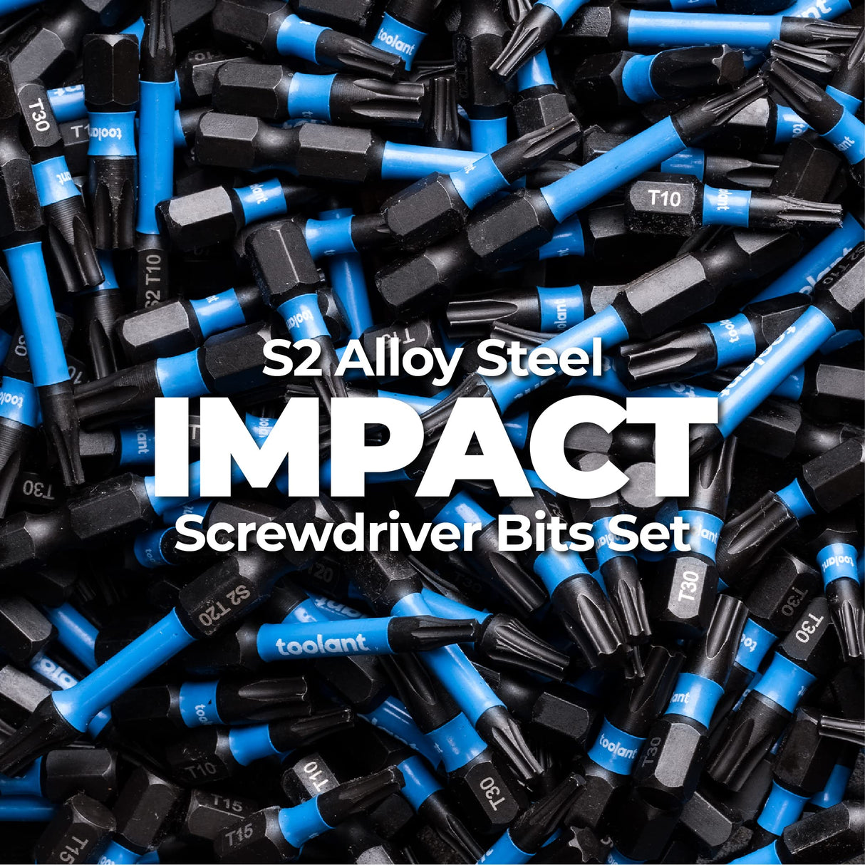 Toolant 1' Impact Torx Bits 50 Pack (T30), 1/4' Hex-Shank S2 Steel Screwdriving Star Bits, CNC Machined Tips, with Storage Box