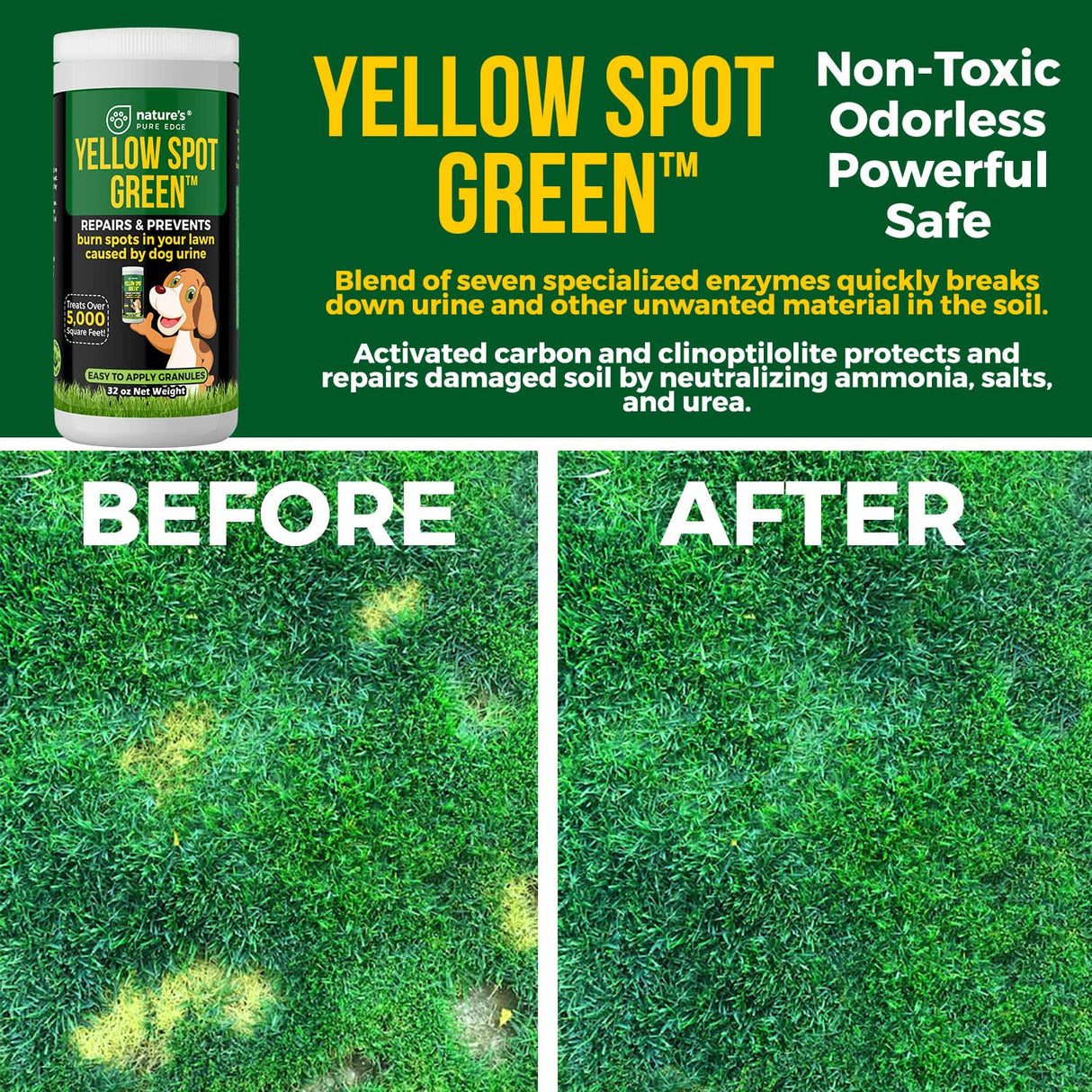 Yellow Spot Green™ Dog Urine Neutralizer for Lawns, Large 32 Ounce
