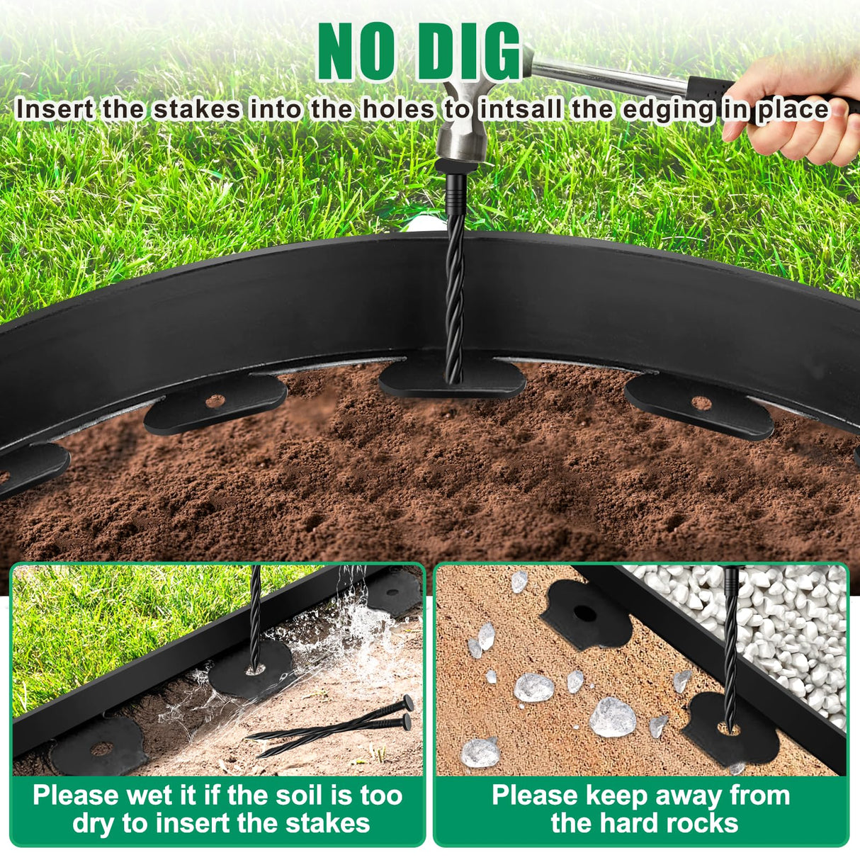 YUYIUS Landscape Edging Border, No Dig Garden Lawn Edging Border 2Inch Tall