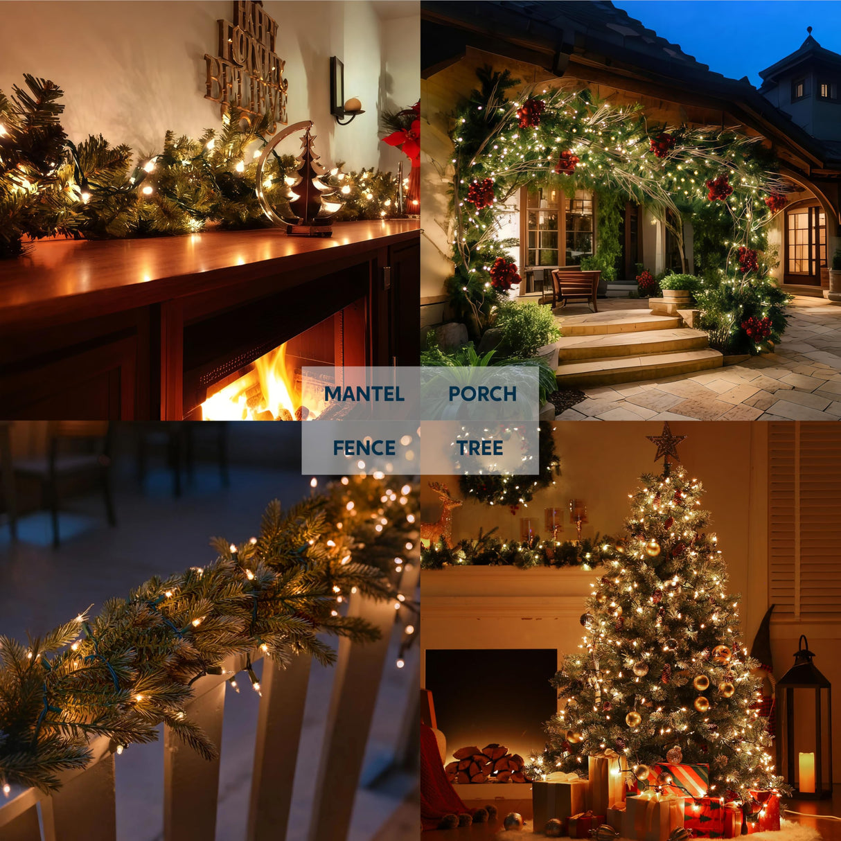 Joiedomi Clear Christmas String Lights Indoor,400(4x100) Mini Warm White Fairy Light,85.6 FT Lighting Decor for Patio Dorm Classroom Bedroom Holiday Wedding Party Garland Birthday Festival,Green Wire