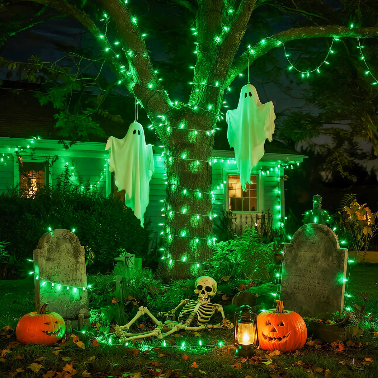 JMEXSUSS Connectable 100 LED Green Halloween Lights, 8 Modes Plug-in Green Christmas Lights Indoor, 33ft Clear Wire Twinkle String Light Outdoor for Halloween Christmas Tree Xmas Decor