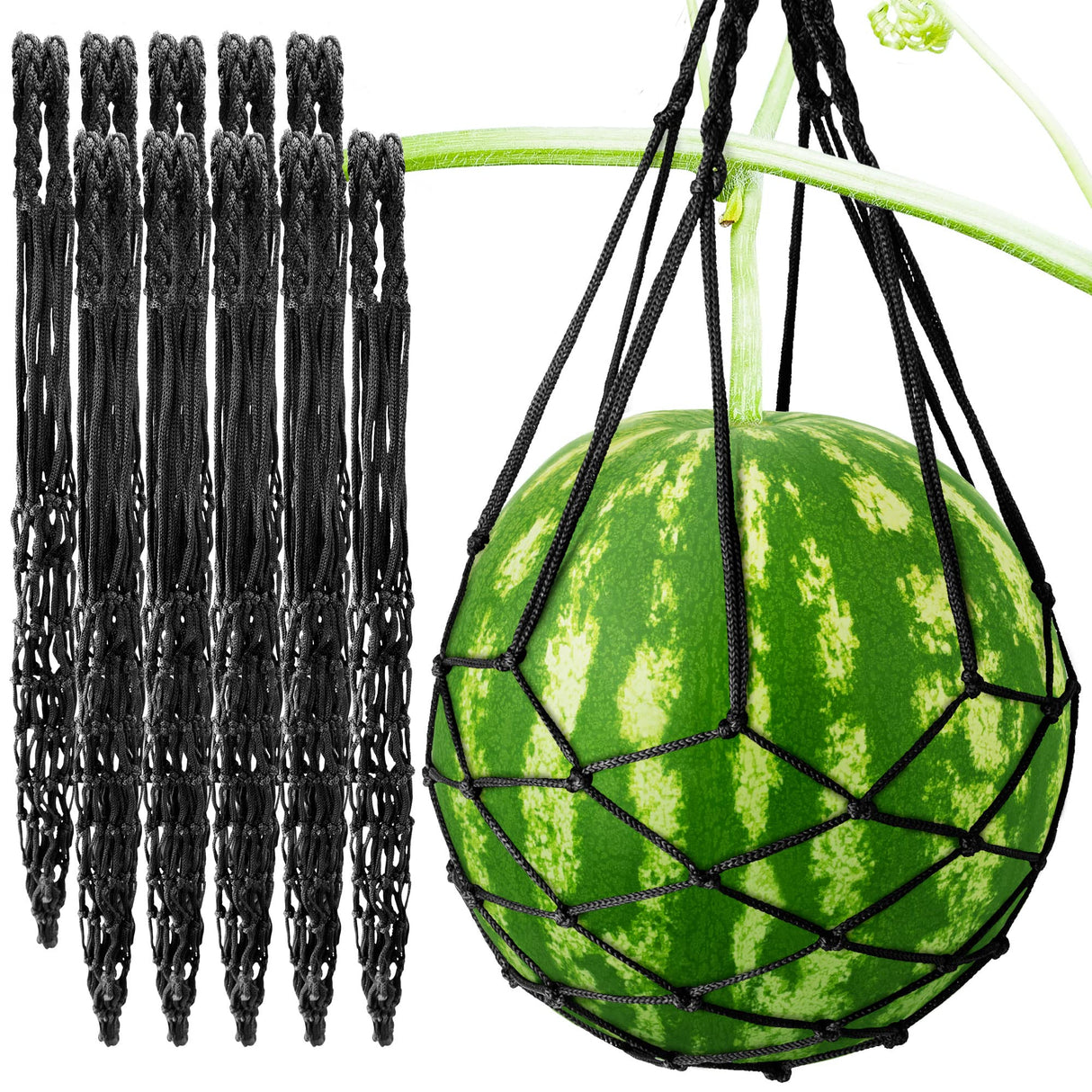 Pack 10 Melon Hammock Watermelon Nets,Melon Hammock for Trellis Heavy Duty Watermelon Nets,Perfect for Growing Cantaloupe Black