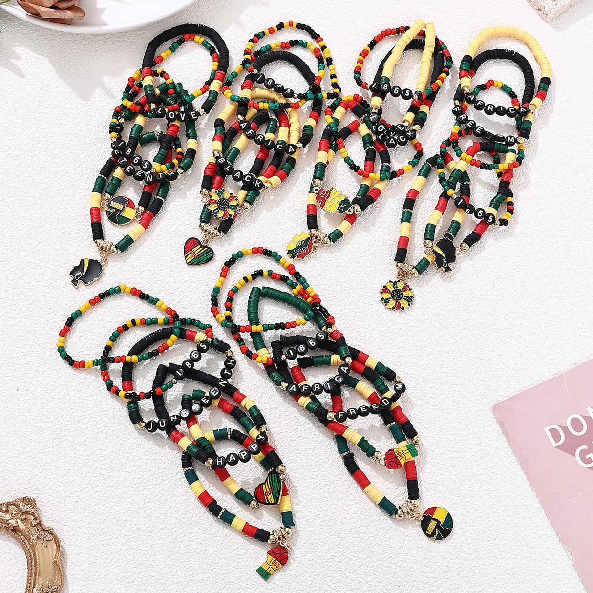 Cooluckday 36Pcs Juneteenth Bracelets bulk for Women Juneteenth Day Party Favors Freedom Day Bracelets for Women Jewelry Supplies for African