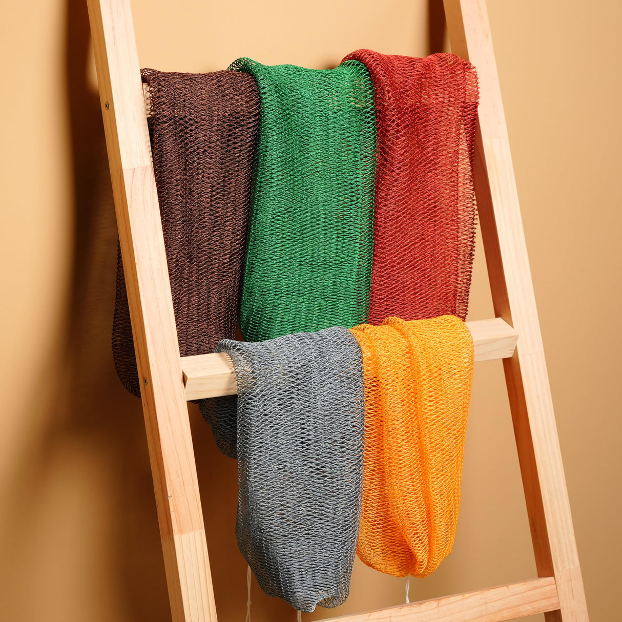 AFRIKI African Net Sponge, Authentic African Exfoliating Sponge, Black Owned, Back Scrubber, 45 inch Long, for Normal to Sensitive Skin, for Daily use, Earth Collection