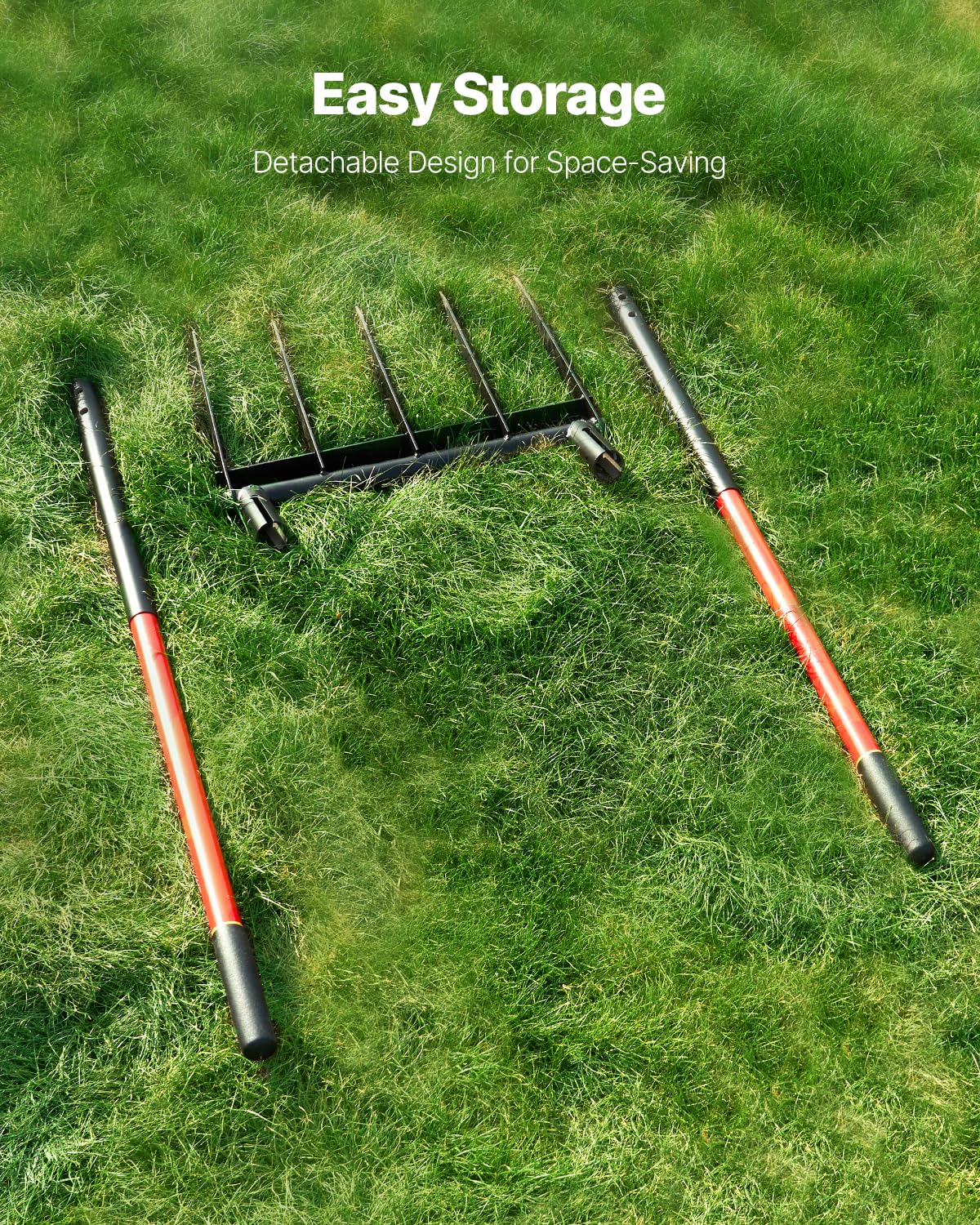 VEVOR Broad Fork, 5-Tine Pitchfork with Dual Fiberglass Handles, Heavy Duty Garden Fork, Ergonomic U-Shaped Design Broadfork Hand Tiller, Gardening Tool for Composting Transplanting Aeration