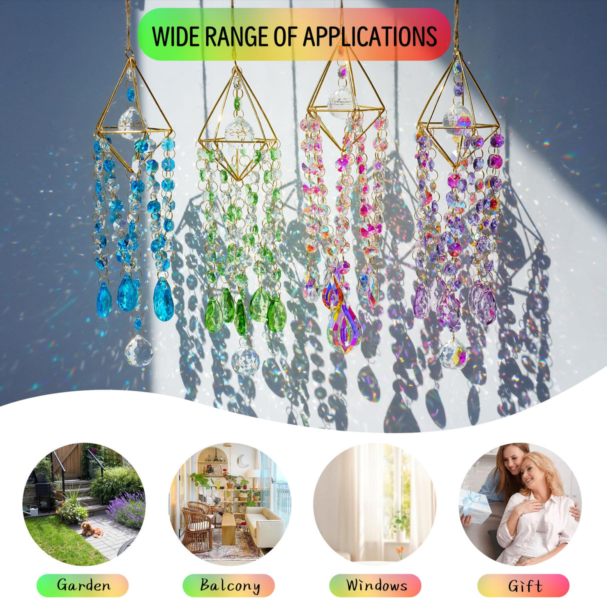 21.5'' Crystal Prisms Suncatcher for Window Hanging,Purple