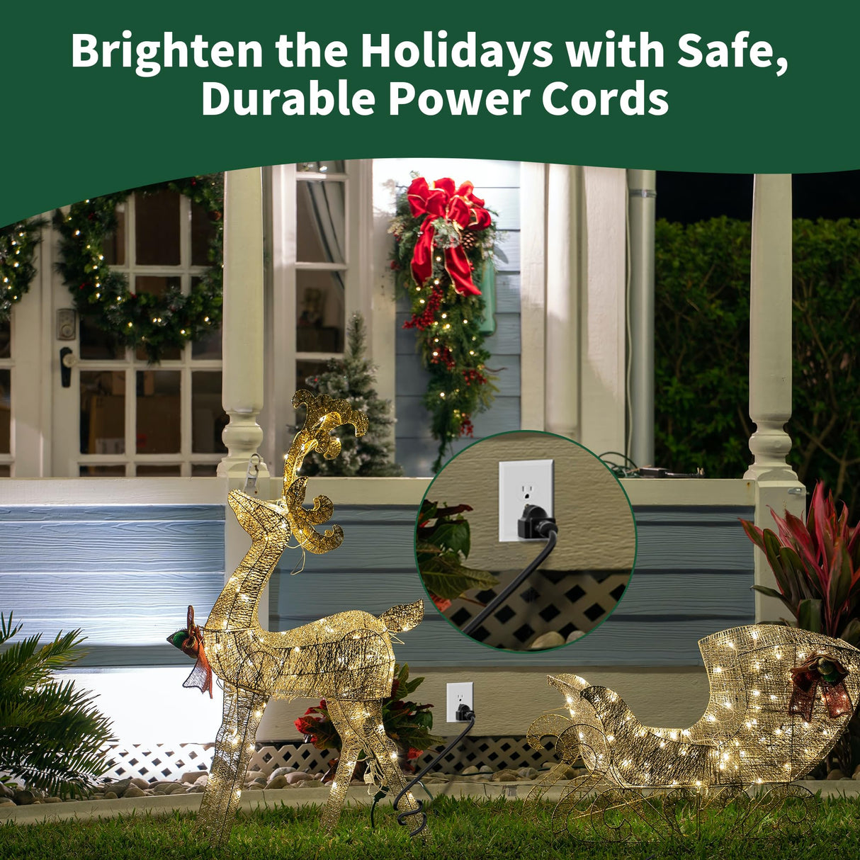 2 Way Power Extension Cord Splitter 20 Ft Total (8+6+6)-3 Prong 1 to 2 Extension Cord Cable Y Splitter-Outlet Adatper-SJTW Outdoor for Halloween Christmas Lighting Landscaping-16AWG 13A 125V-UL-1T2