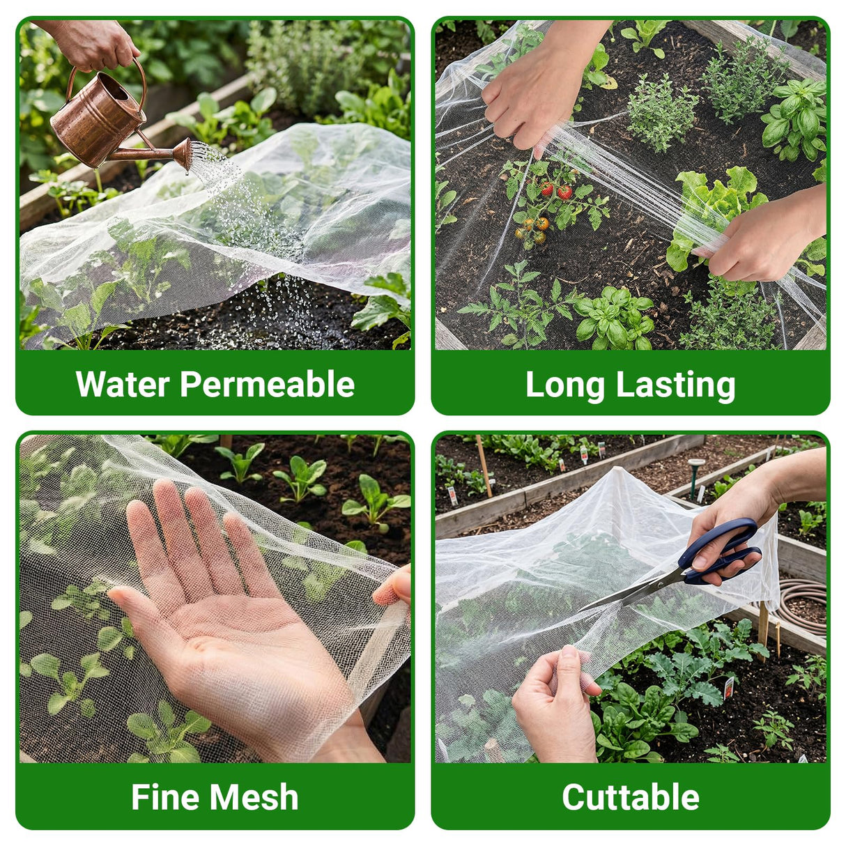 Ultra Fine 10'x33' Garden Netting,Pest Barrier & Bird Netting, Plant Mesh Net Row Cover for Garden,Greenhouse,Patio,Raised Beds, Protecting Vegetables, Flowers, Trees