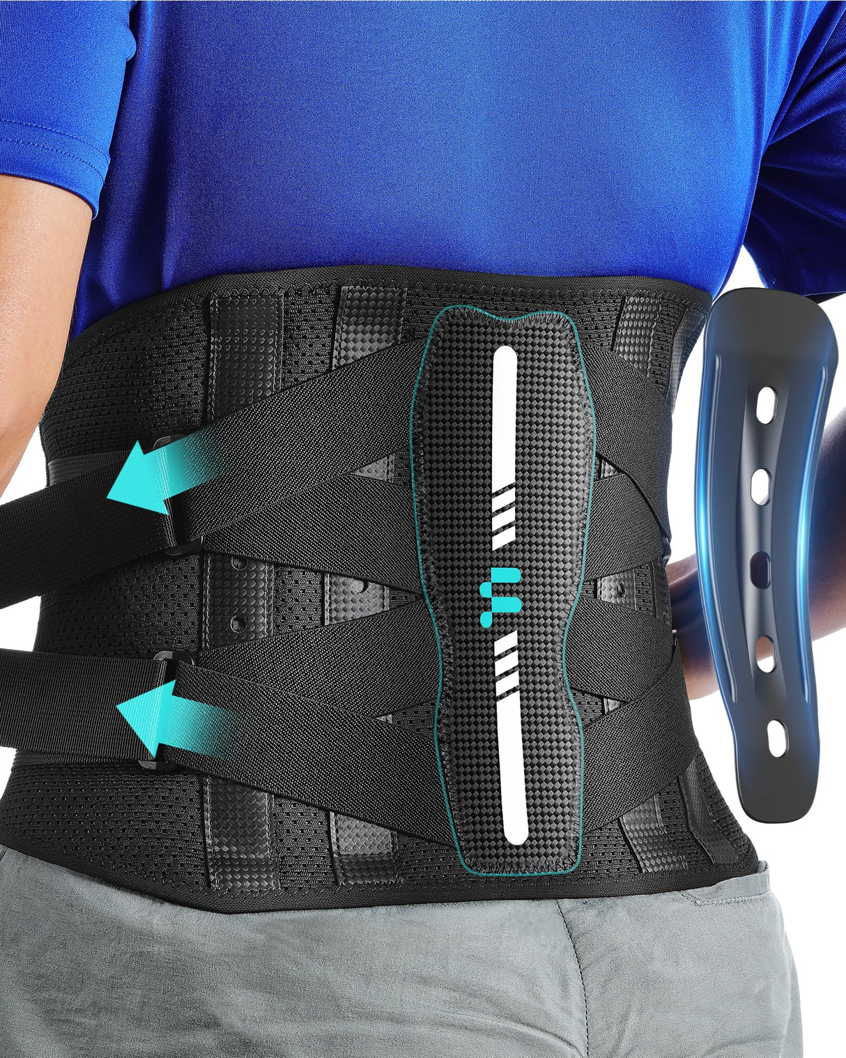 Back Brace with Lightweight Carbon Fiber Splints, Breathable Air Mesh, Ergonomic Curved Spine Support, Back Brace for Men Lower Back Pain Relief, Posture, Heavy Lifting, Sciatica, Back Support Brace