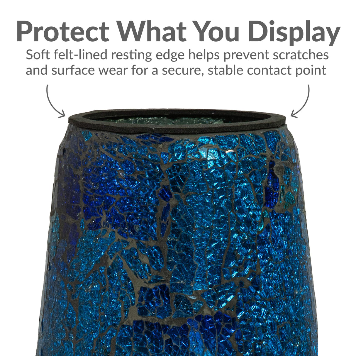 Sunnydaze Glass Gazing Ball Stand for Gazing Globes - Outdoor Mosaic Sphere Holder & Pedestal for Backyard or Patio Decoration - Deep Ocean Swirl