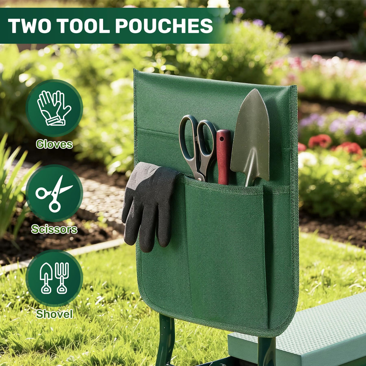 Zelurelle Garden Kneeler and Seat, 2-in-1 Gardening Kneeling Bench, Foldable Heavy Duty Garden Stool with Cushioned Pad, Gardening Gifts for Seniors Women -1PCS