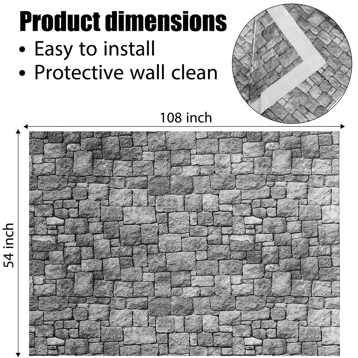 Chuangdi Brick Stone Wall Stone Wall Scene Setter Brick Sheet Wallpaper Curtains Door Removable Tablecloth Photo for Halloween Christmas Party and Home Decor(Gray,6 Pcs)