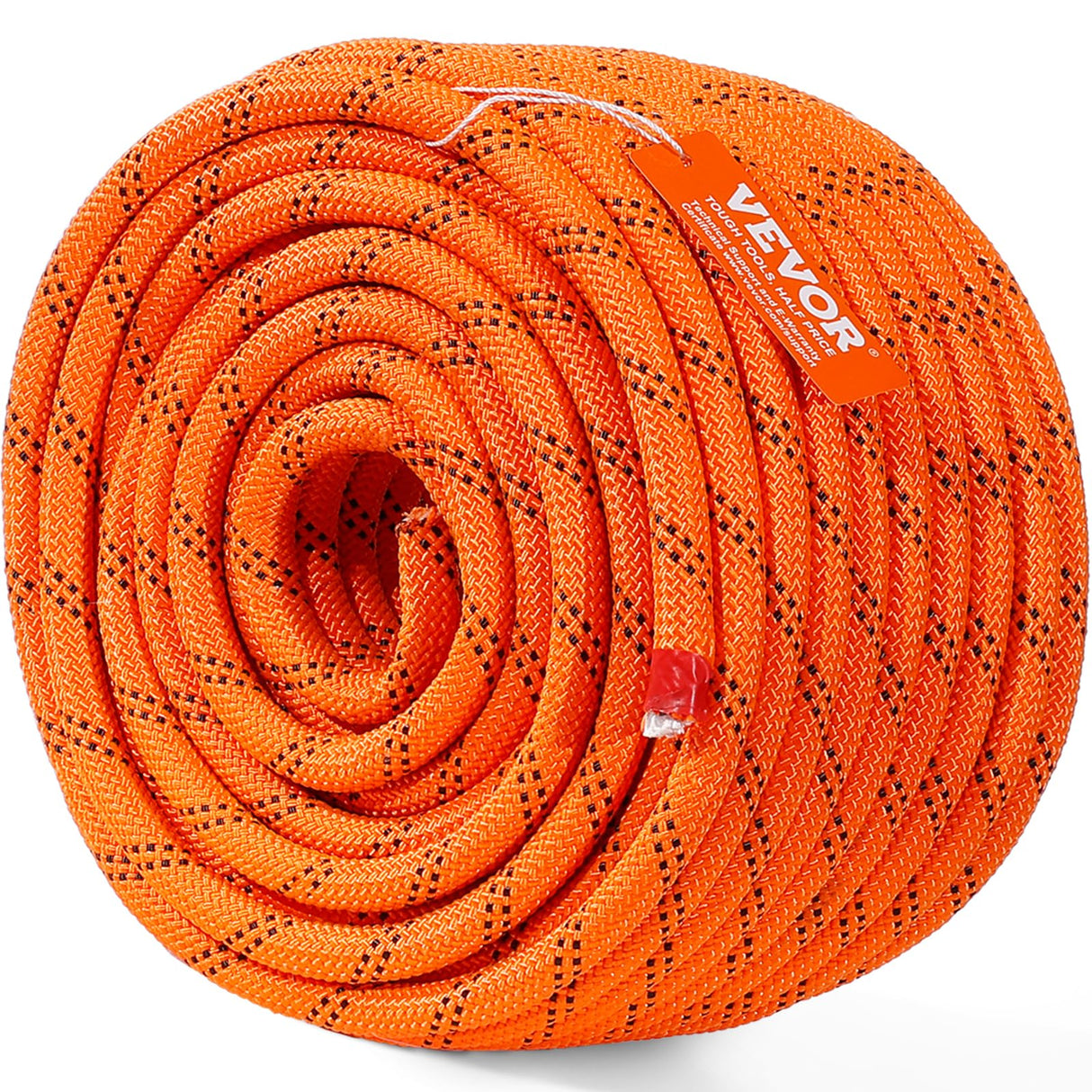VEVOR Double Braided Polyester Rope, 1/2 in x 120 ft, 48 Strands, 8000 LBS Breaking Strength Outdoor Climbing Rope, Arborist Rigging Rope for Rock Hiking Camping Swing Rappelling Rescue, Orange/Black