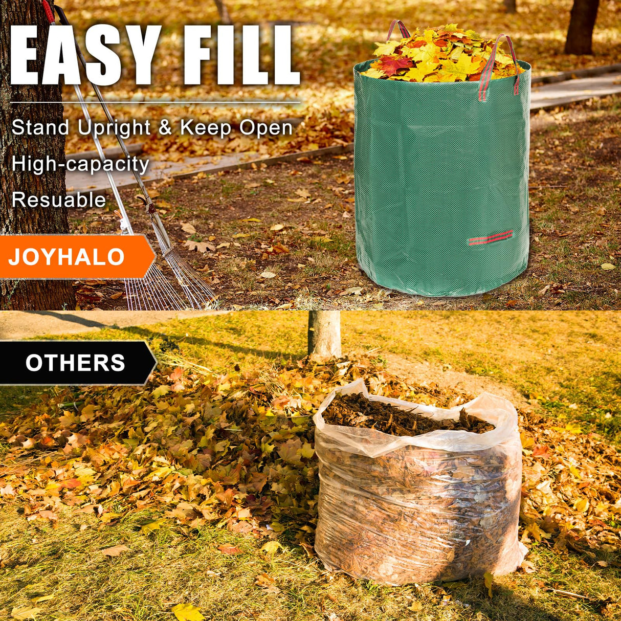 72 Gallon 3 Pack Reusable Yard Waste Bags for Lawn & Garden