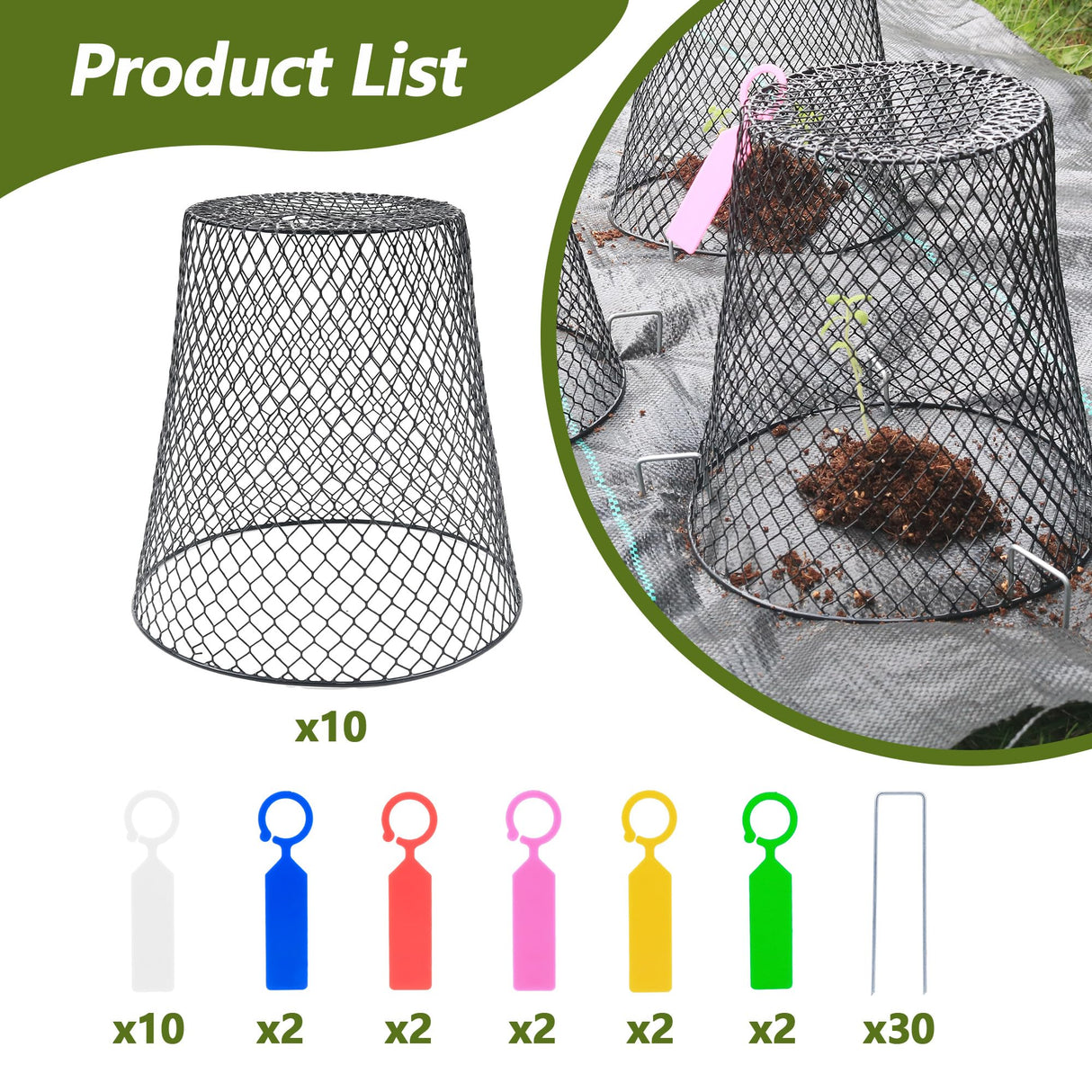 10 Pack 9.2 x 9.2 Inch Chicken Wire Cloche Plant Protectors from Animals