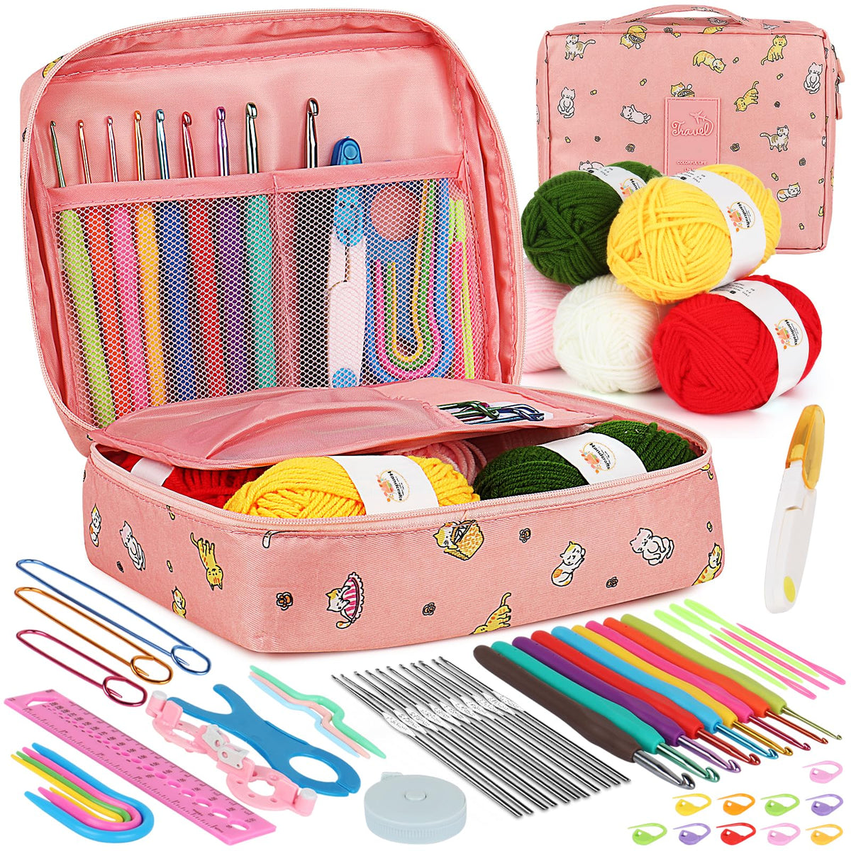 Aeelike Crochet Kit for Beginners- Ideal DIY Craft Gift for Women, Pink