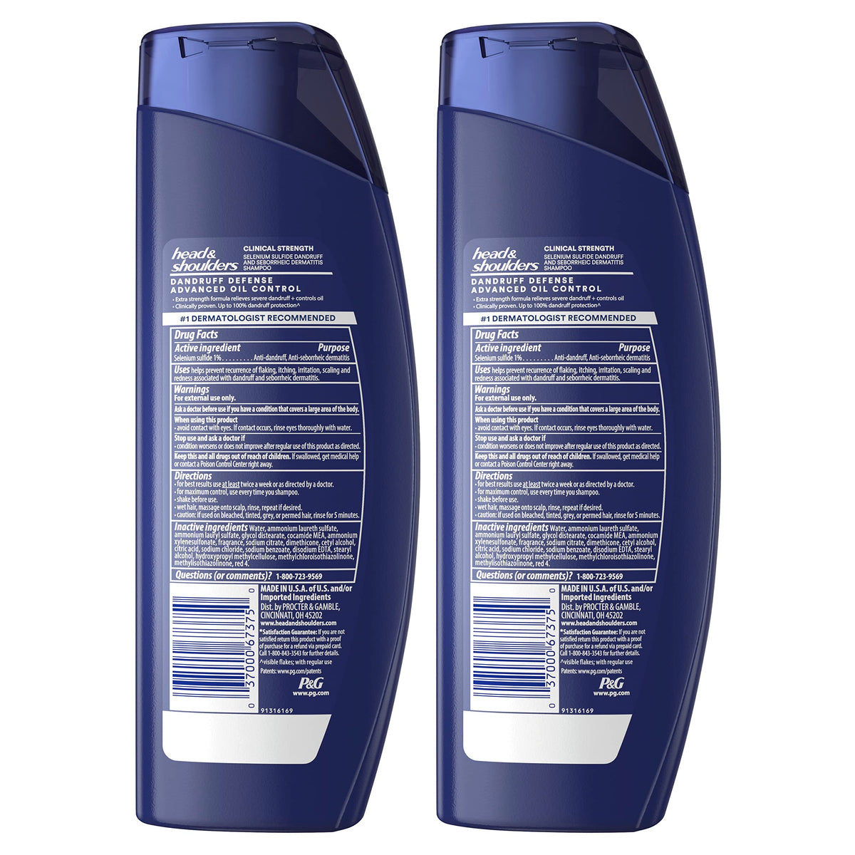 Head & Shoulders Clinical Strength Advanced Oil Control Anti-Dandruff Shampoo Twin Pack, 1% Selenium Sulfide, 13.5 fl oz Each