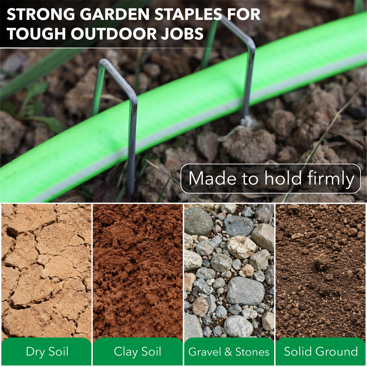 UNCO- Galvanized Landscape Staples, 8 Inch, 200 Pack, Garden Staples, U-Shaped Landscape Pins for Weed Barrier Cover, Ground Cover