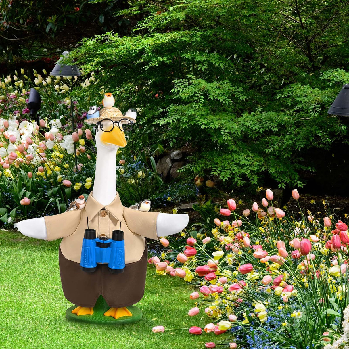 JcHrmers Bird Watching Porch Goose Outfits Fits 23" Cement Plastic Goose Statue for Bird Lovers Outdoor Lawn Garden Yard Patio Art Decor
