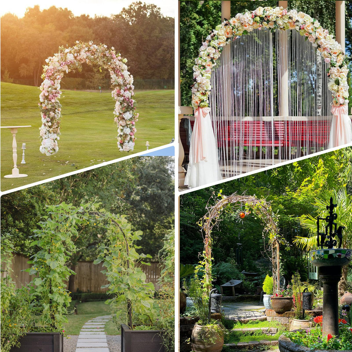 Thickened Tube Garden Arch Arbor Metal Trellis for Climbing Plants Outdoor