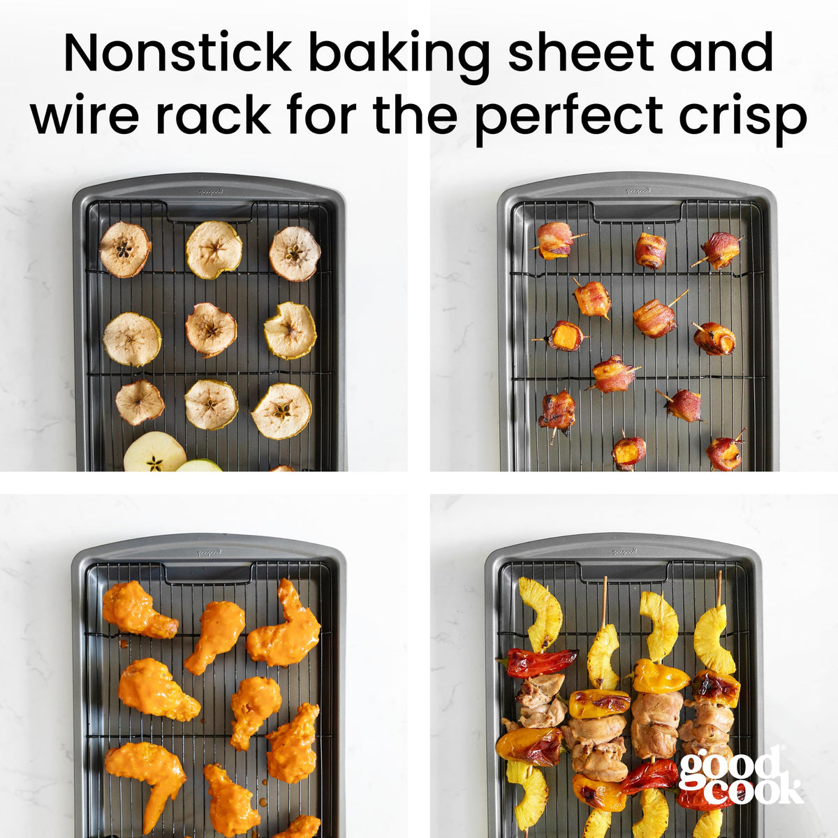 GoodCook Nonstick Carbon Steel Baking Pan & Raised Wire Rack, 15x10.5-Inch