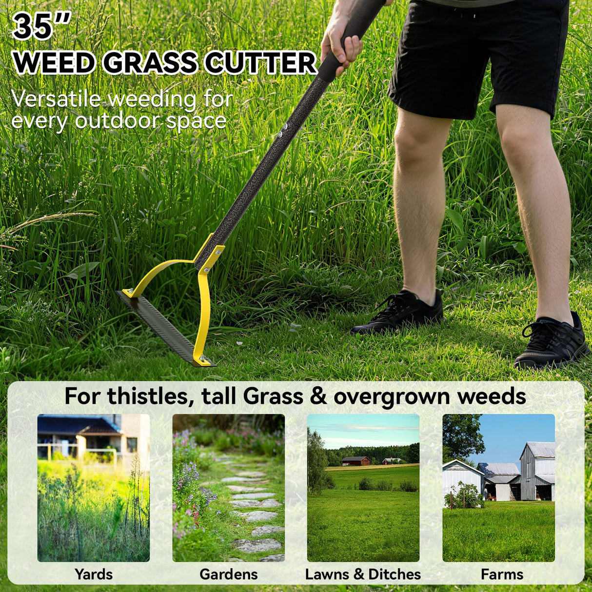 COCONUT 50 Inch Manual Weed Wacker with Double Serrated Blade