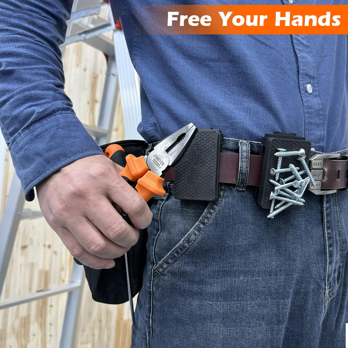 MUTUACTOR Magnetic Belt Clip Heav Duty, 2PCS Super Strong Tool Belt Tool Holster,Anti-Slip Rubber Coated Magnetic Belt Clip for Organizing Screwdrivers Hammers Wrenches for Father's Day