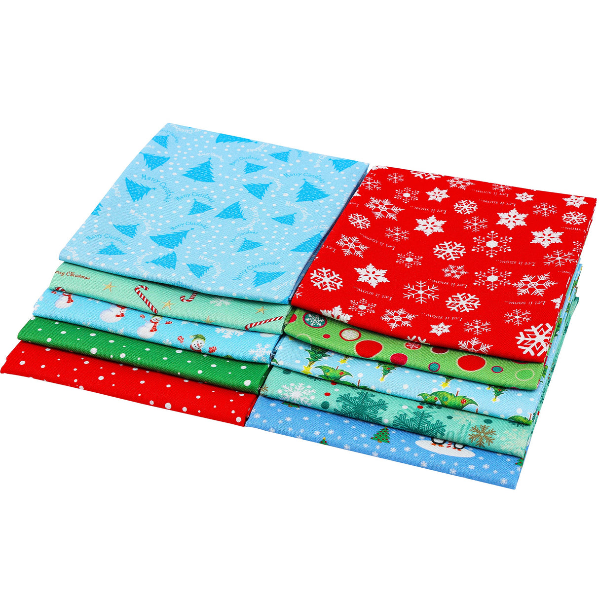 Craftido -25 Options- 100% Cotton Quilting Fabric Bundles 10pcs Fat Quarters 18”x21”-Medium Weight 5.2 oz- Soft Cotton for Quilting, Sewing Project, Patchwork, DIY Crafts - Christmas