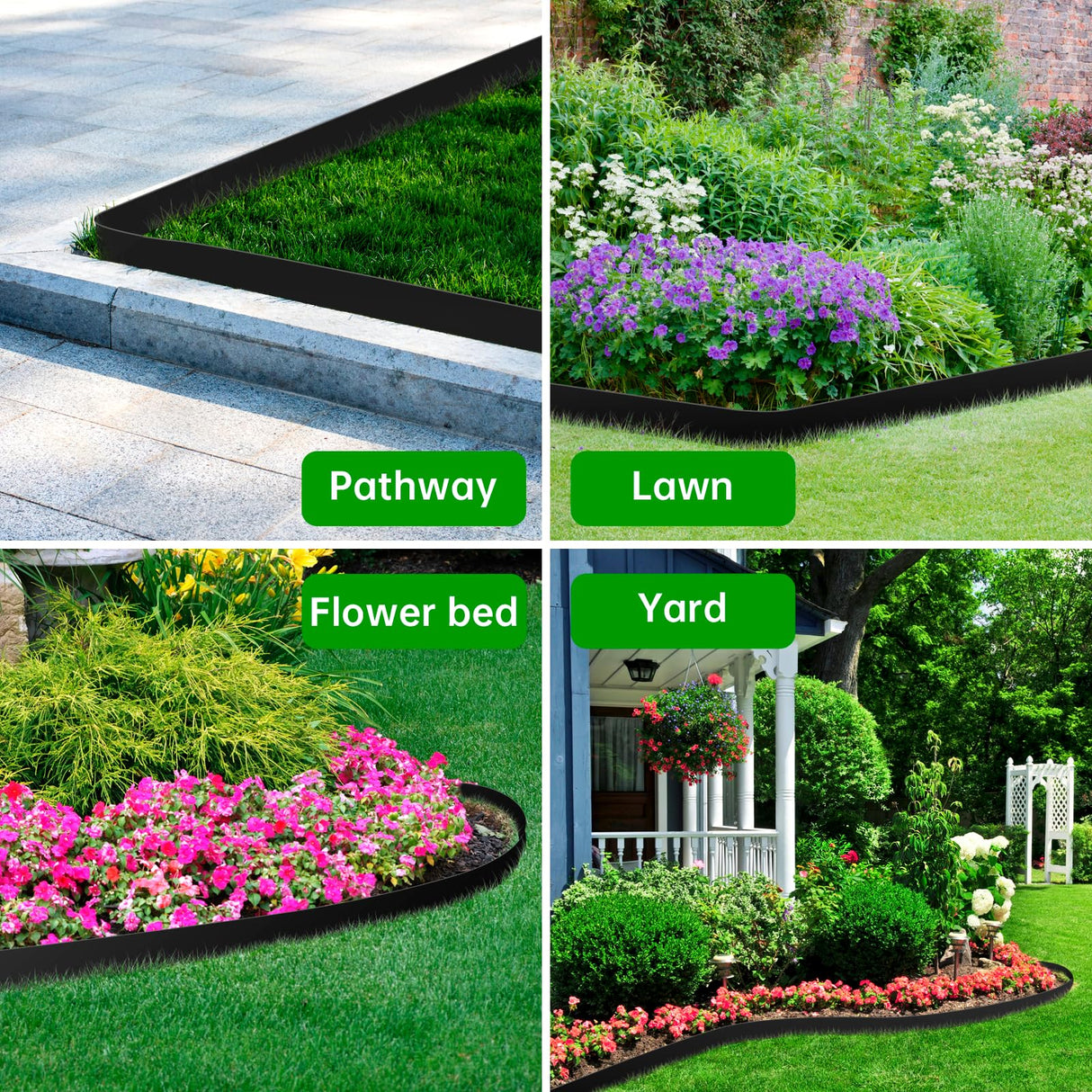 Landscape Edging Border No Dig - 40FT 2IN Tall Garden Edging Border with 40 Stakes, Plastic Garden Fence Lawn Edging Flexible for Landscaping, Flower Beds, Yard, Pathway with Connectors