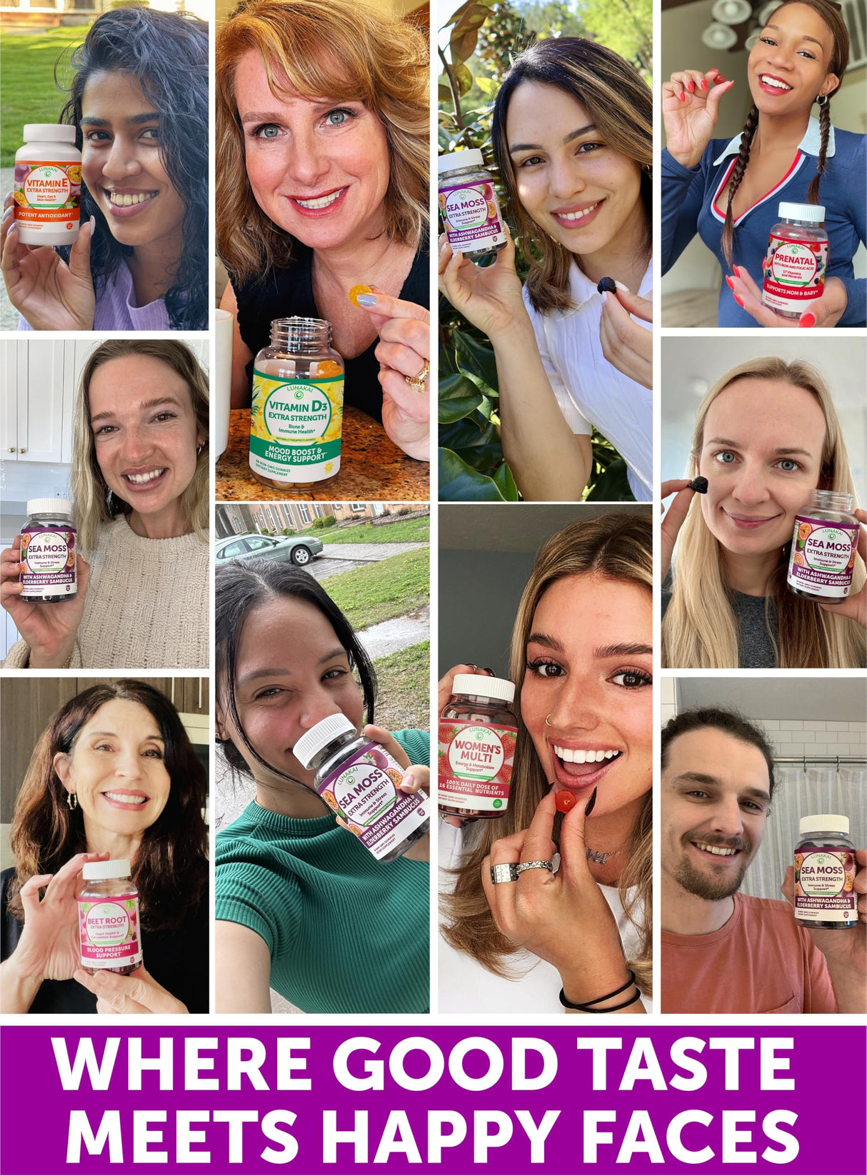 Lunakai USA Made Irish Sea Moss Gummies with Ashwagandha & Elderberry – Delicious Immune & Stress Support Supplement for Men & Women, 60ct