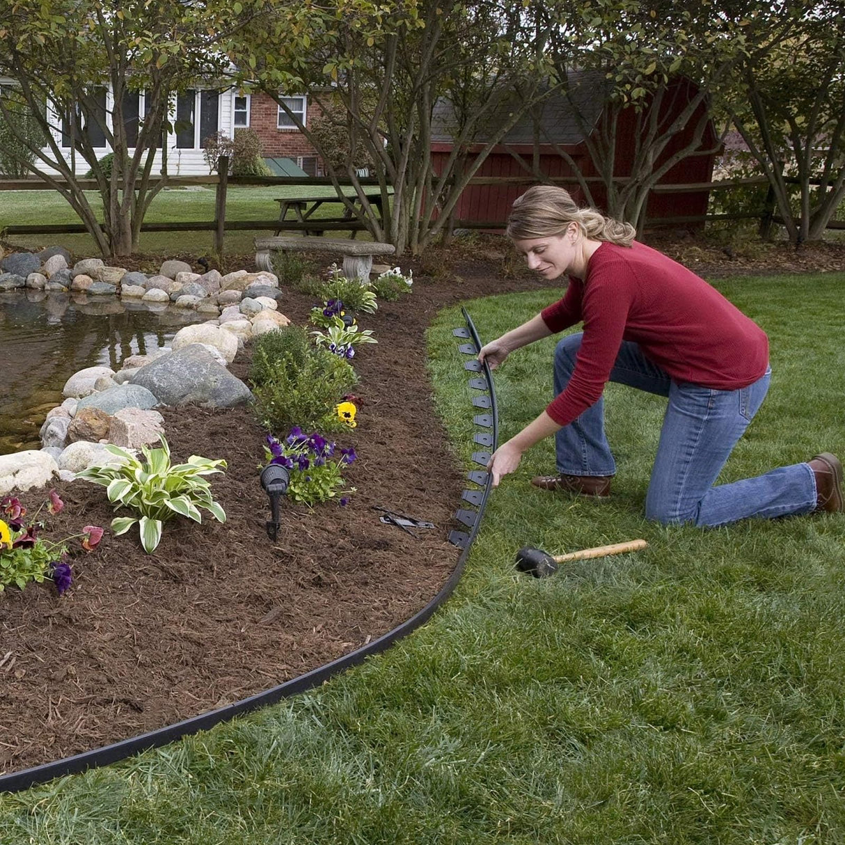 Werthic 40FT 2" No Dig Flexible Landscape Edging Plastic Garden Border Kit