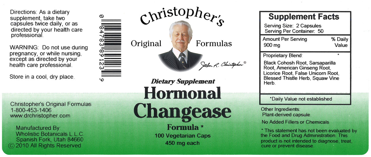 Dr Christopher's Formula Hormonal Changease, 100 Count