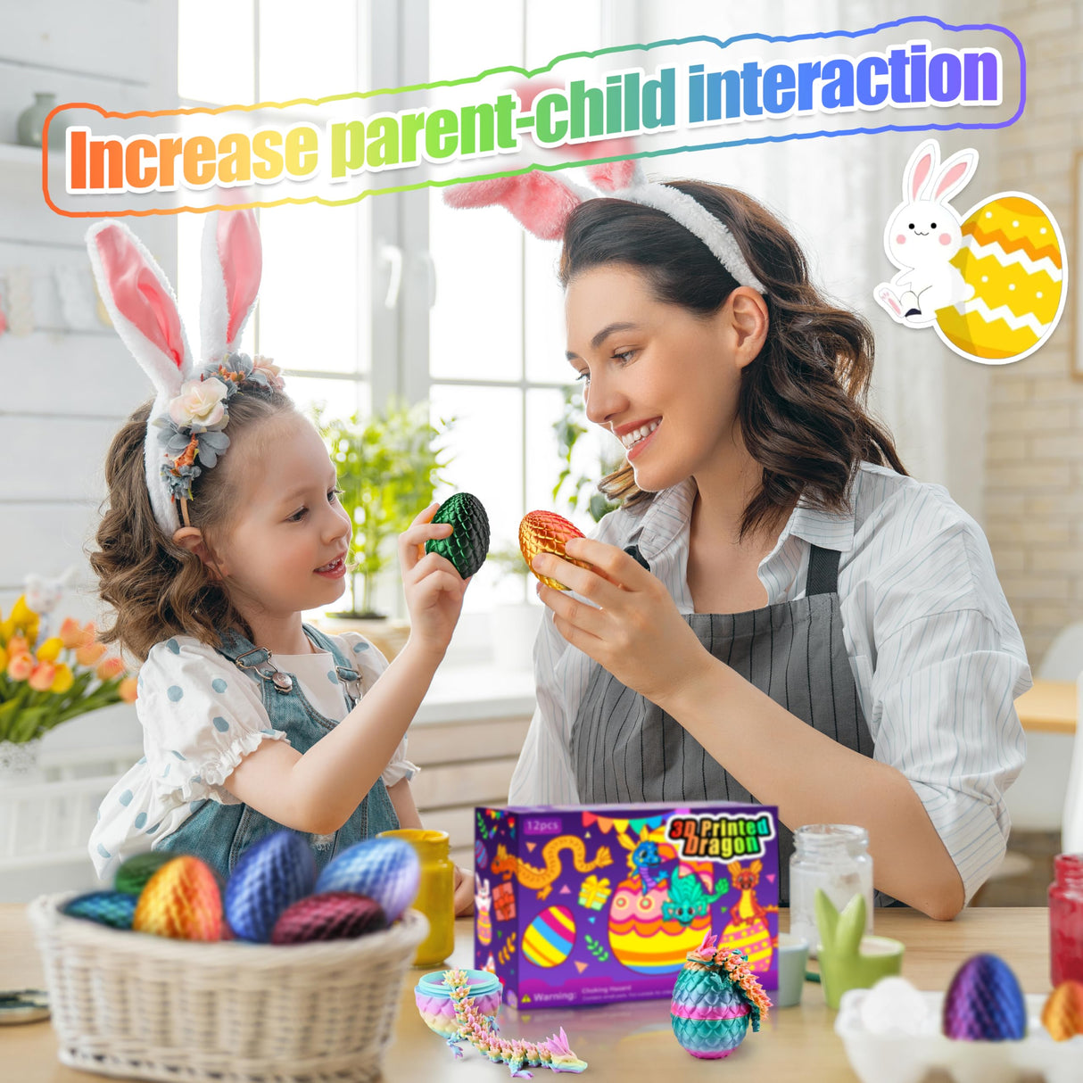 Impossmaker 12PCS 3D Printed Dragon Eggs with Dragon Inside, Cool Stuff Christmas Fun Gifts, Mini Dragon Egg Set Articulated Crystal Fidget Toy for Adults Teens Boy Gifts Easter Basket Stuffers