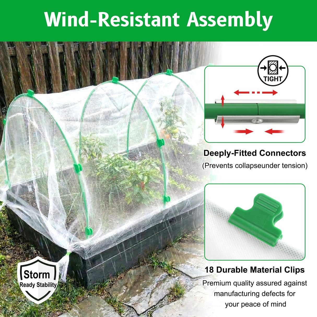Garden Hoops for Raised Beds, Splinter-Free Fiberglass Greenhouse Hoops Grow Tunnel, 36 Pcs Adjustable Frame for Row Cover & Bird Netting, Rust-Proof DIY Outdoor Plant Stakes