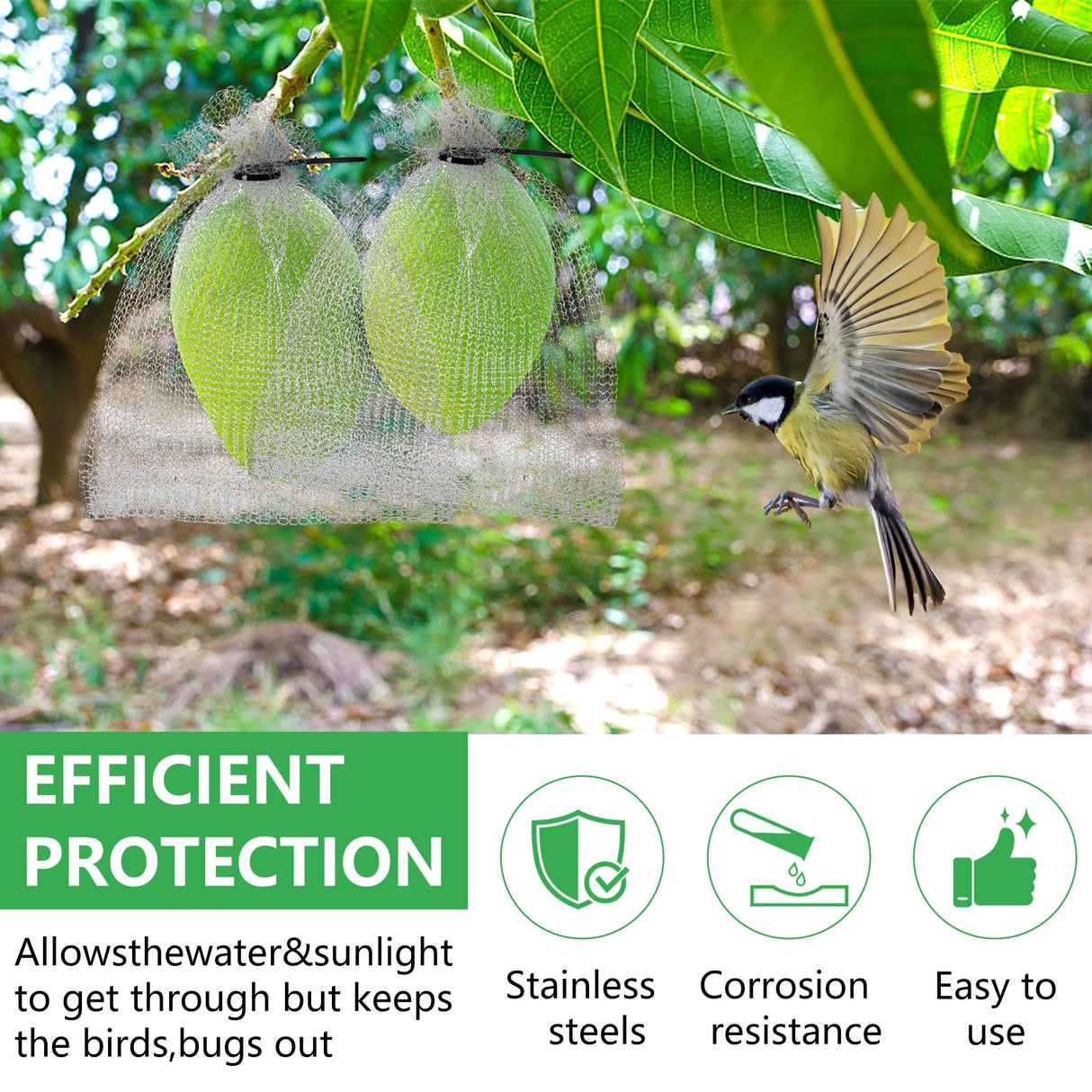 20 Pcs 8 x 12 Inch Stainless Steel Fruit Protection Bag, Wire Cover Bag