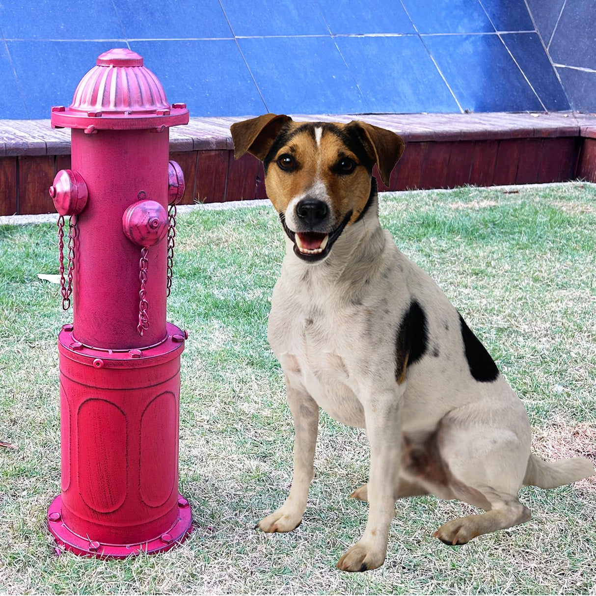YiLifebes Dog Fire Hydrant Pee Post, 22.4" H Fake Fire Hydrant for Dogs to Pee on, Large Metal Pee Post Statue for Yard Garden Indoor & Outdoor