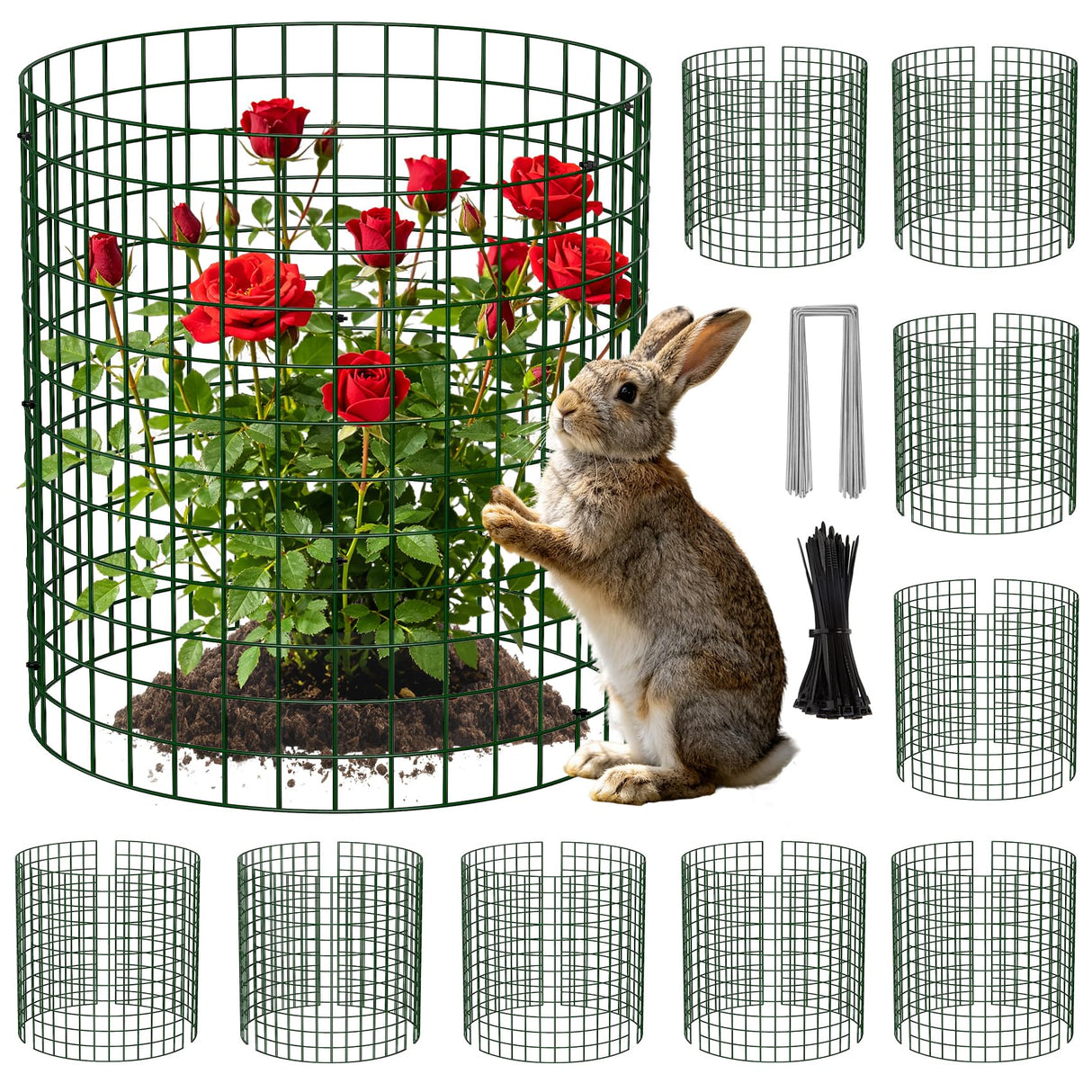 Unves 10 Set Plant Protectors from Animals, 12" x 12" Wire Plant Cages