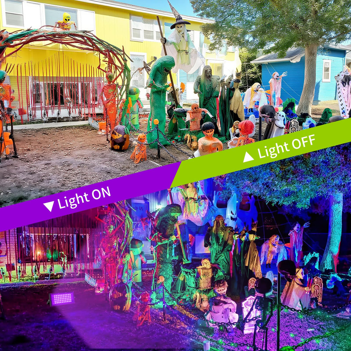 YAYIT 50W Black Lights with Switch+Plug, IP66 Waterproof, LED Blacklight Flood Light for Glow Party, Halloween, Bedroom, Fluorescent Poster, Body Paint, 2 Pack