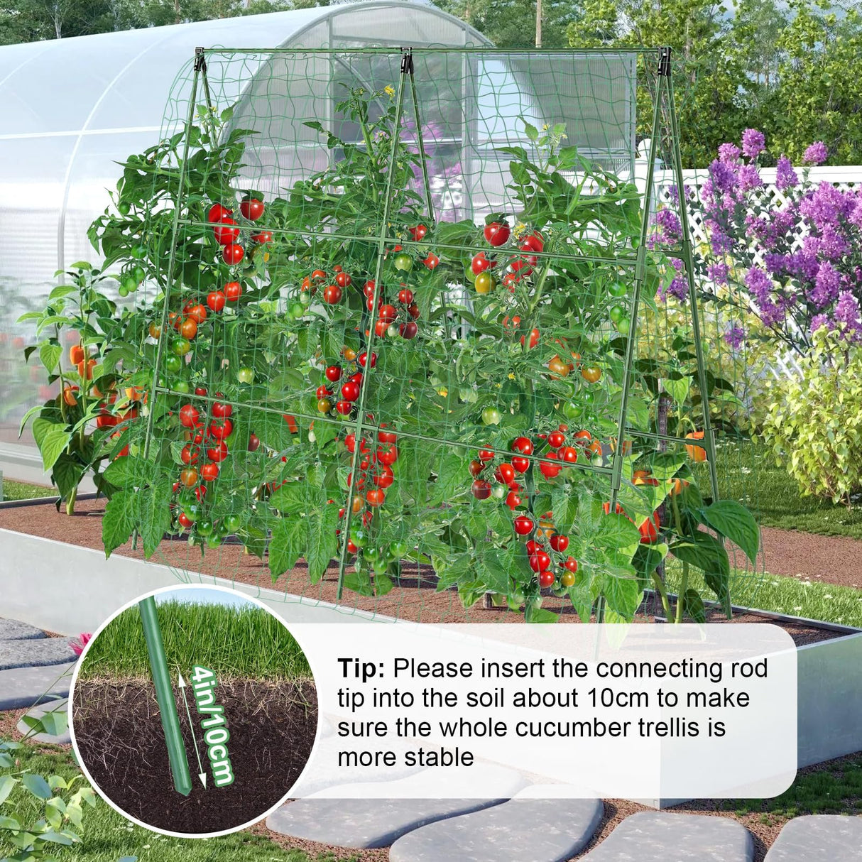 2PCS Cucumber Trellis for Climbing Plants Outdoor, Garden Trellis for Raised Bed Garden,Vegetable Grow Supports with Climbing Net for Tomato Bean Squash, Grape Zucchini (2PCS)