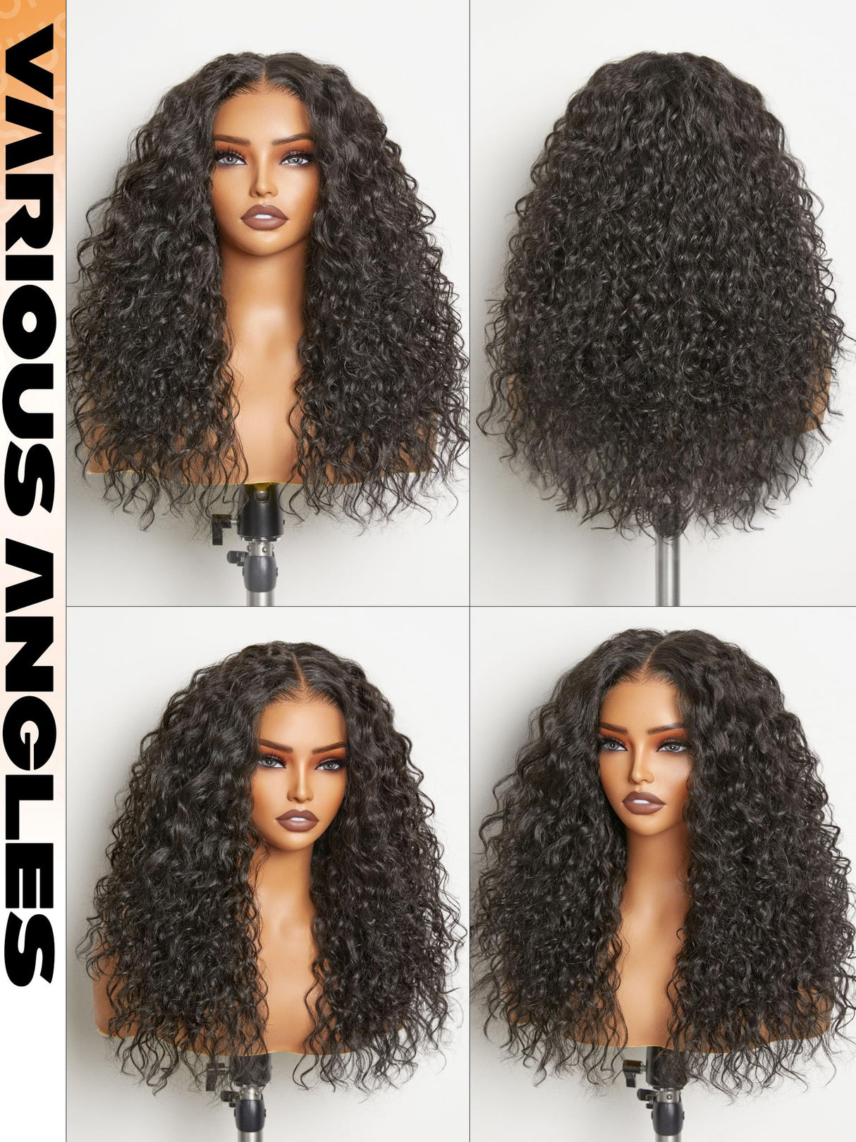 GORGIUS Glueless Curly Lace Front Wig Pre Plucked Middle Part Closure Wig 20 Inch Natural Black Pre Cut Synthetic Curl Wig Upgraded with Premium Human-Hair-Like Fiber