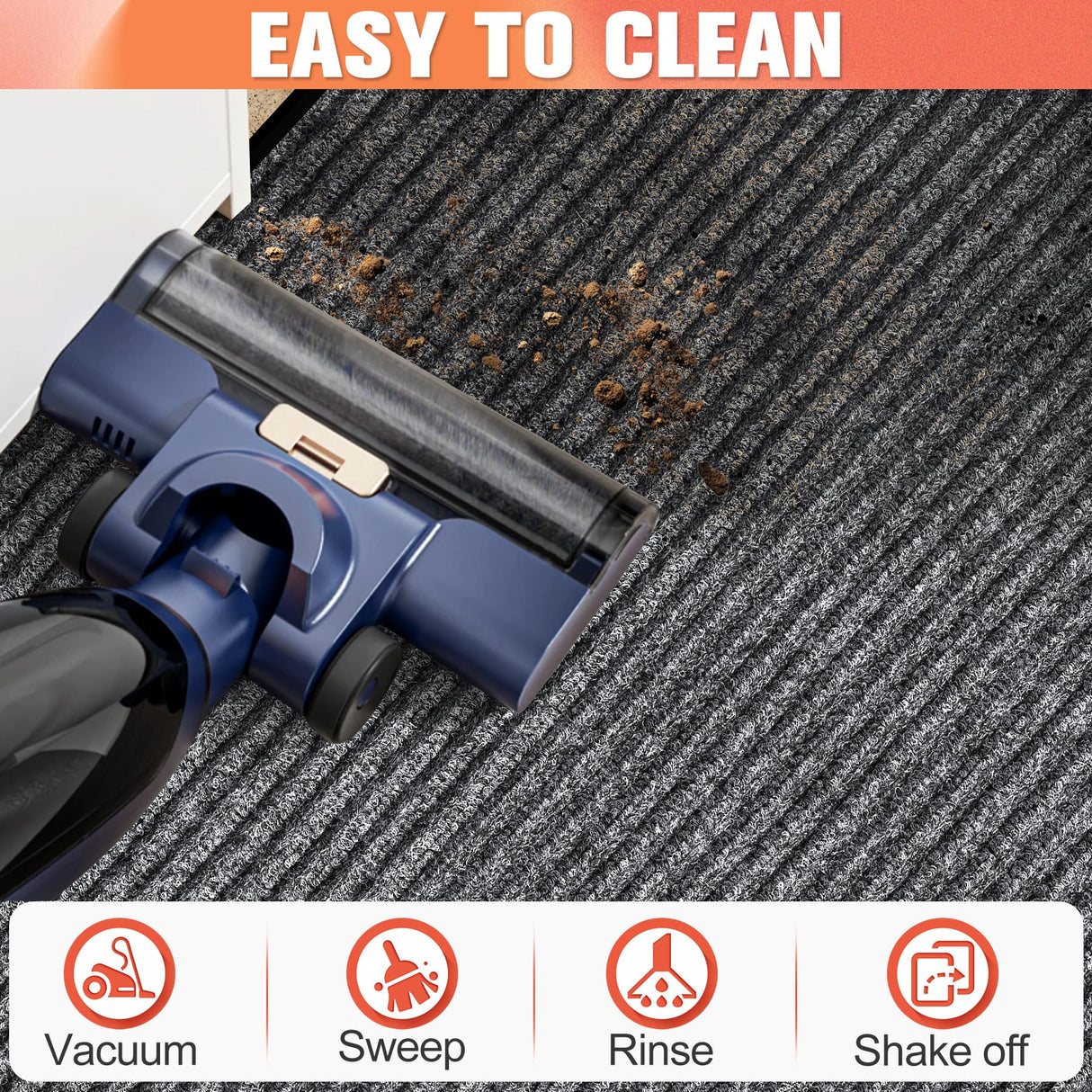 MYFAMIREA Commercial Floor Mat 3' x 5' Extra Large Front Door Industrial Rug Heavy Duty Brush Step Entrance Mat Weather Utility Rug with Non Slip Rubber Backing Low Profile for Entryway, Charcoal Grey