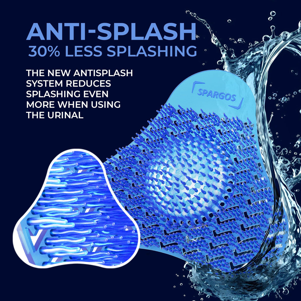 Urinal Screen Deodorizer 24 Pack - Urinal Cakes Fresh 3D Wave Anti-Splash Odor Protection Mats for Toilets in Bathroom Office Stadiums Schools - Includes Free Gloves, 8pcs Blue, Yellow, Orange